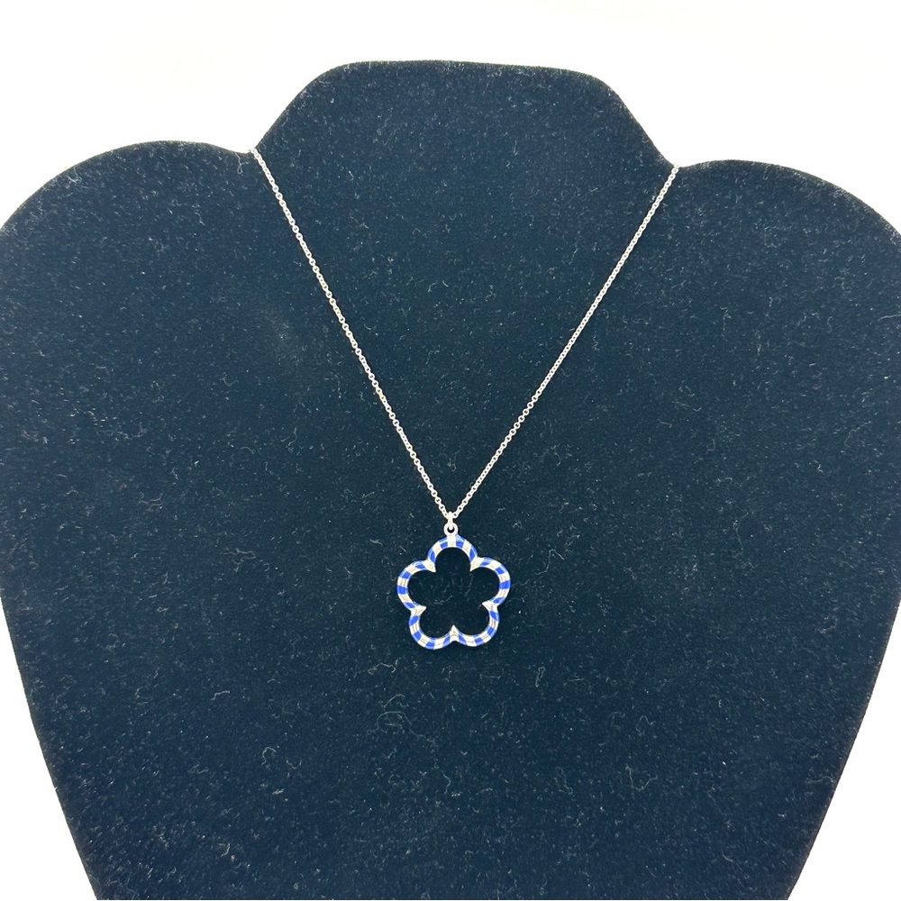 Tiffany & Co Paloma Picasso Silver & Blue Enamel Palina Swirl Pendant Necklace - Picture 3 of 10